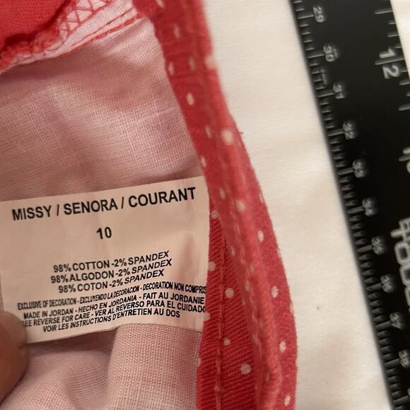 Gloria Vanderbilt NEW AMANDA Capri Jean Classic Fit Size 10-CORALw/Polka Dot NWT - Picture 12 of 14